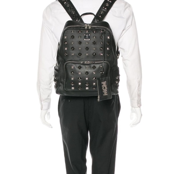 Authentic MCM Honshu Tantris Studded Backpack Black - Picture 3 of 16